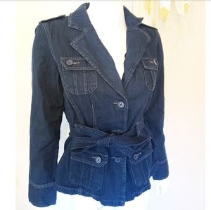 French Cuff Vintage Button Down Tie Denim Jacket